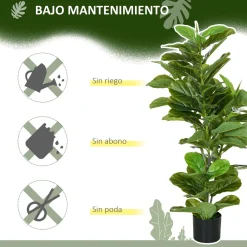Planta imitación ficus Homcom 90 hojas 110 cm