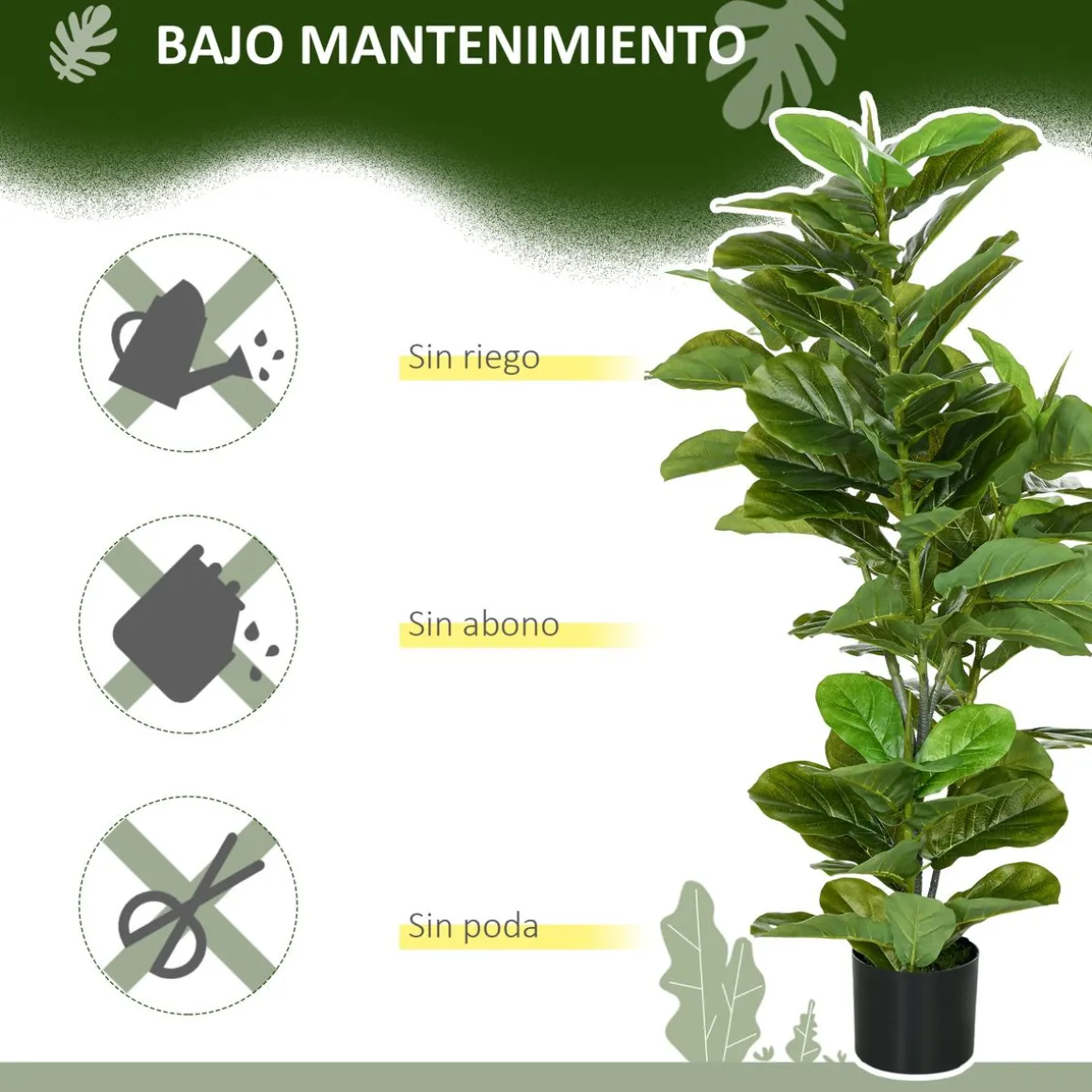 Planta imitación ficus Homcom 90 hojas 110 cm