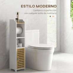 Portarrollos Perla Kleankin estante + armario blanco/roble 90x18x20 cm
