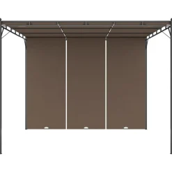 Pérgola Amapola techo corredizo + cortina lateral gris taupe 225x300x300 cm