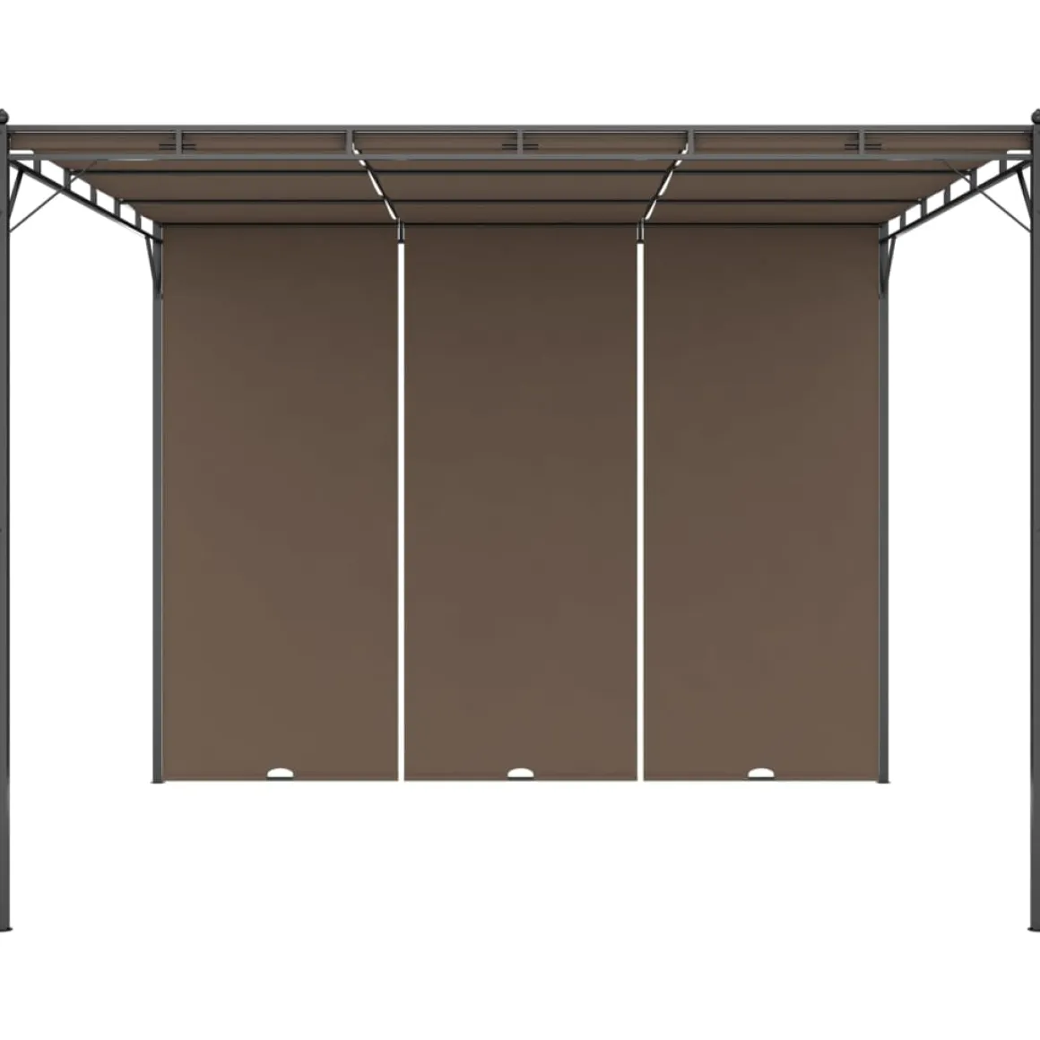Pérgola Amapola techo corredizo + cortina lateral gris taupe 225x300x300 cm