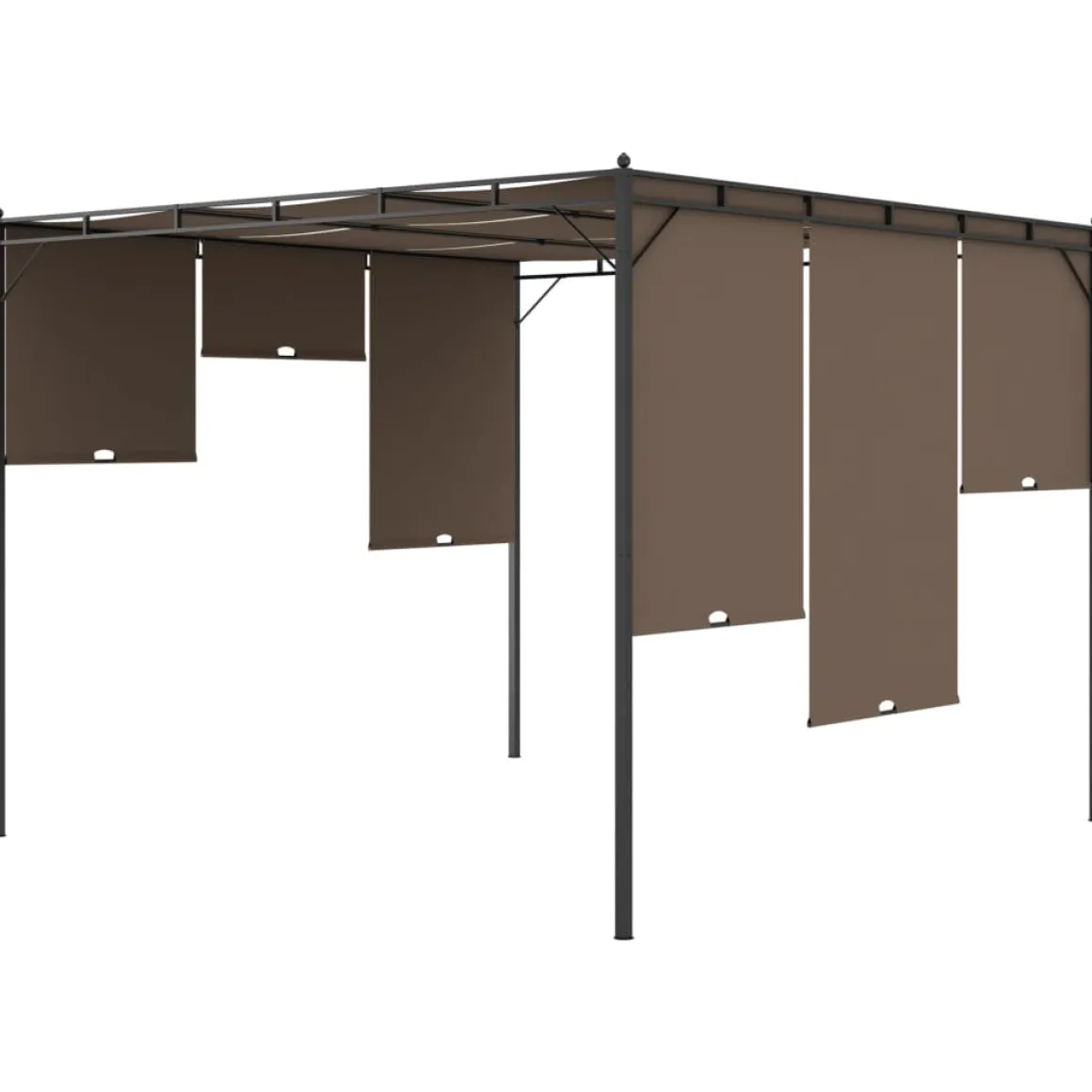 Pérgola Amapola techo corredizo + cortina lateral gris taupe 225x300x300 cm