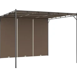 Pérgola Amapola techo corredizo + cortina lateral gris taupe 225x300x300 cm