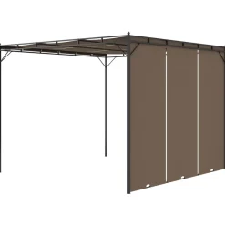 Pérgola Amapola techo corredizo + cortina lateral gris taupe 225x300x300 cm