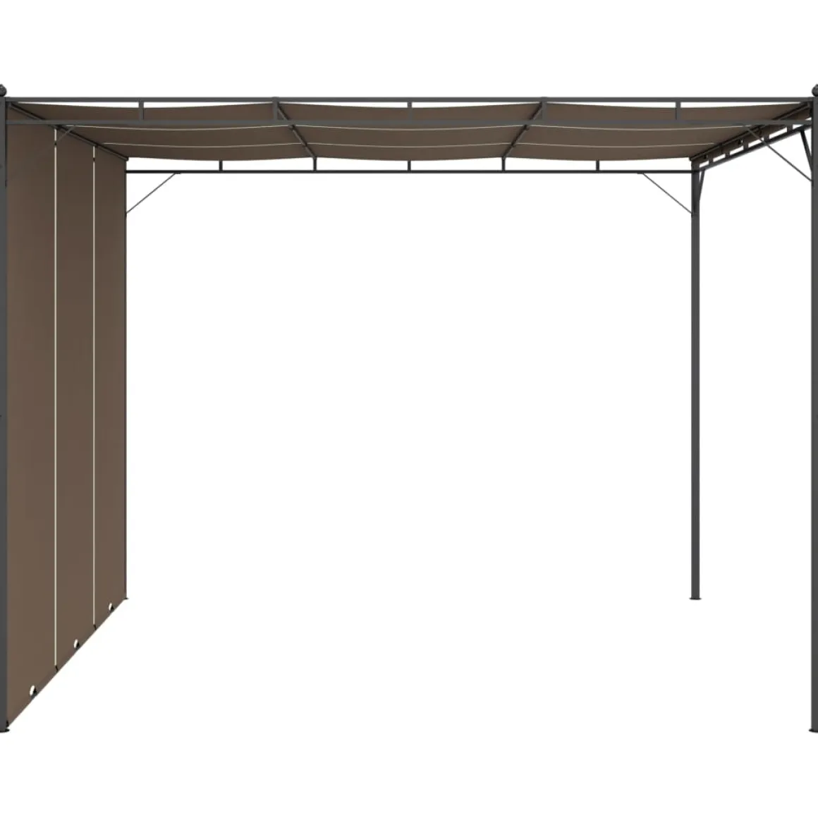 Pérgola Amapola techo corredizo + cortina lateral gris taupe 225x300x300 cm
