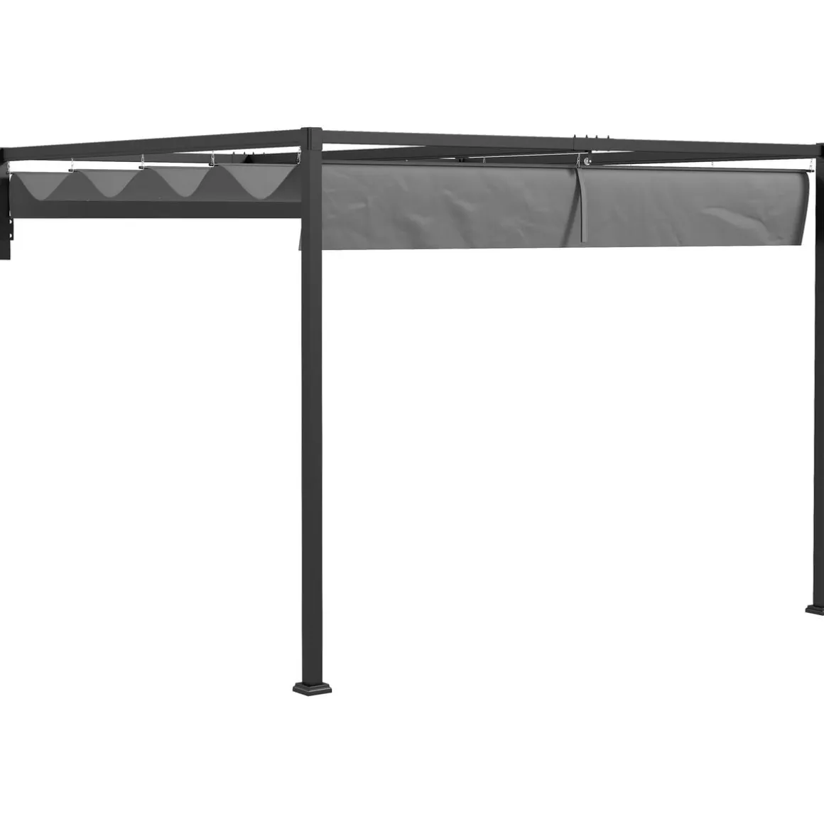 Pérgola de jardín Mailo Outsunny toldo retráctil negro/gris 220x195x211cm