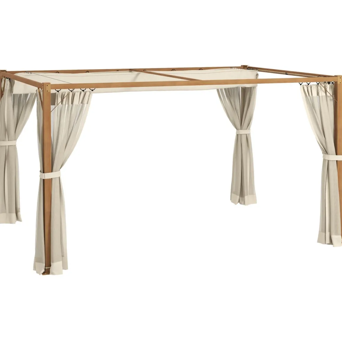 Pérgola Nancy Outsunny retráctil + mosquiteras natural 225x397x297 cm