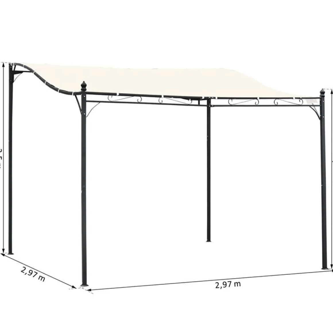 Pérgola Outsunny crema 3x3 M