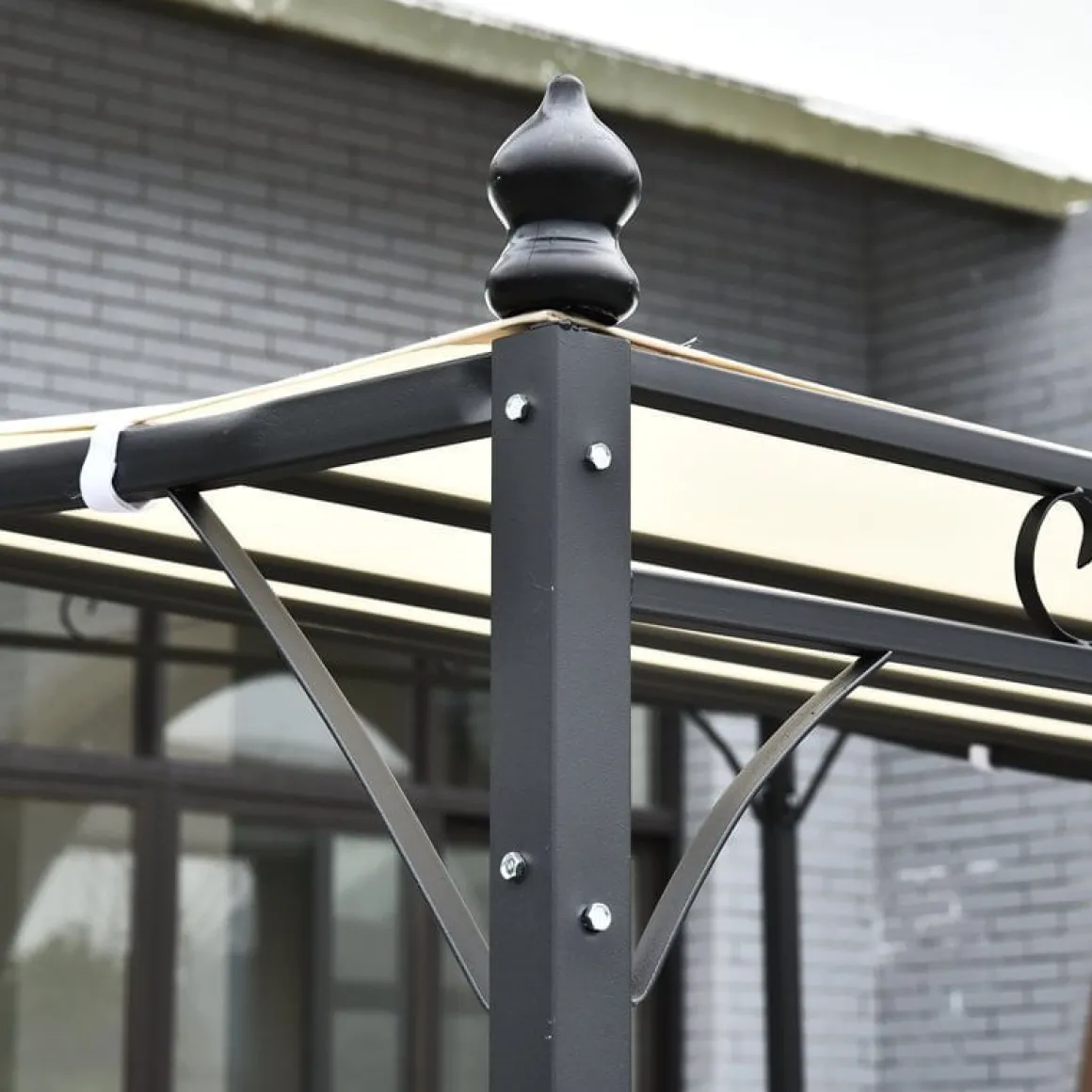 Pérgola Outsunny crema 3x3 M