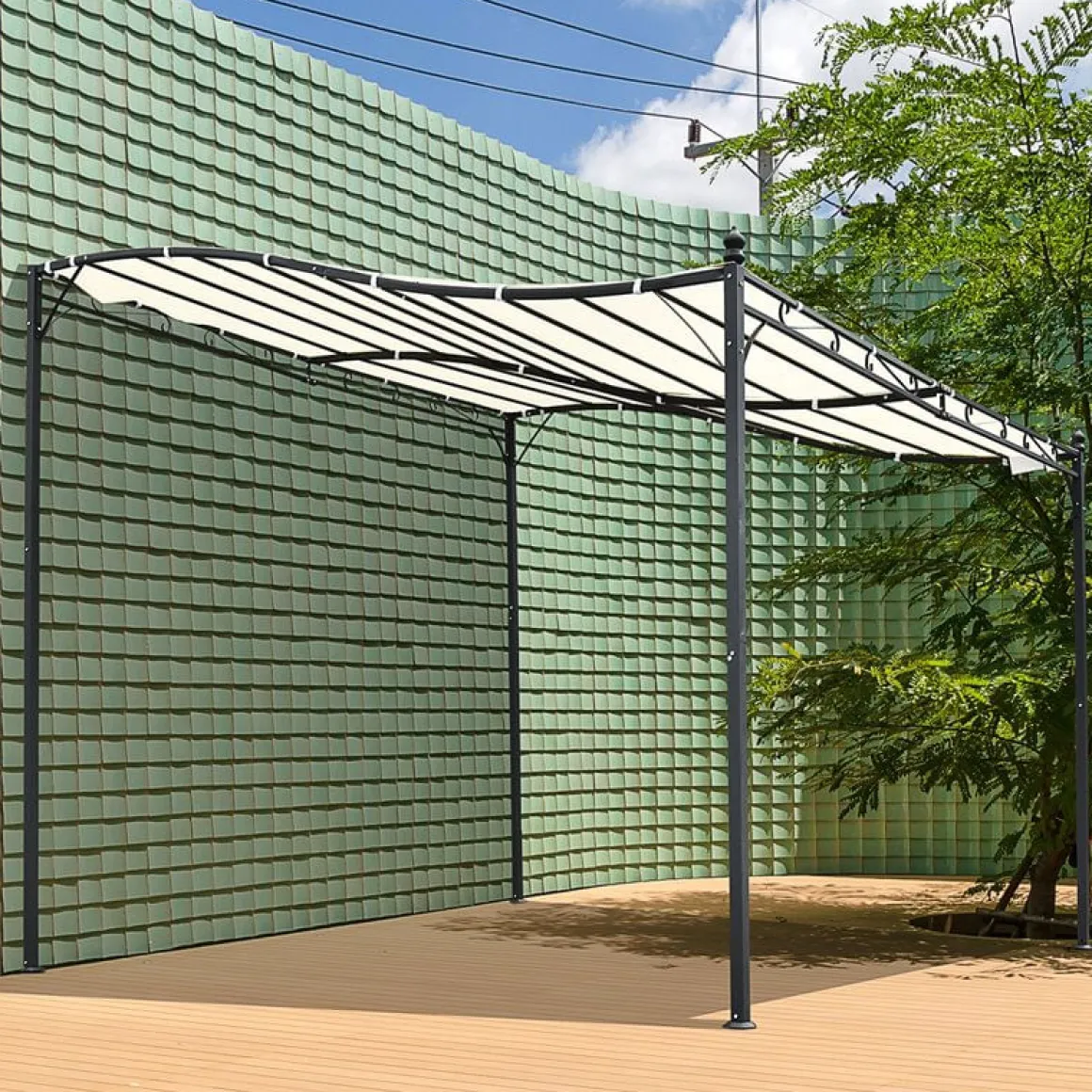 Pérgola Outsunny crema 3x3 M