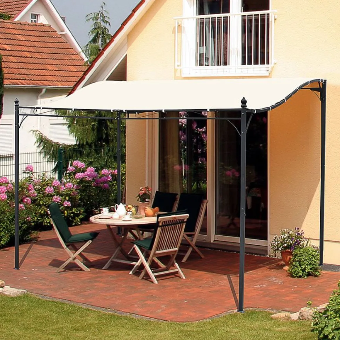 Pérgola Outsunny crema 3x3 M