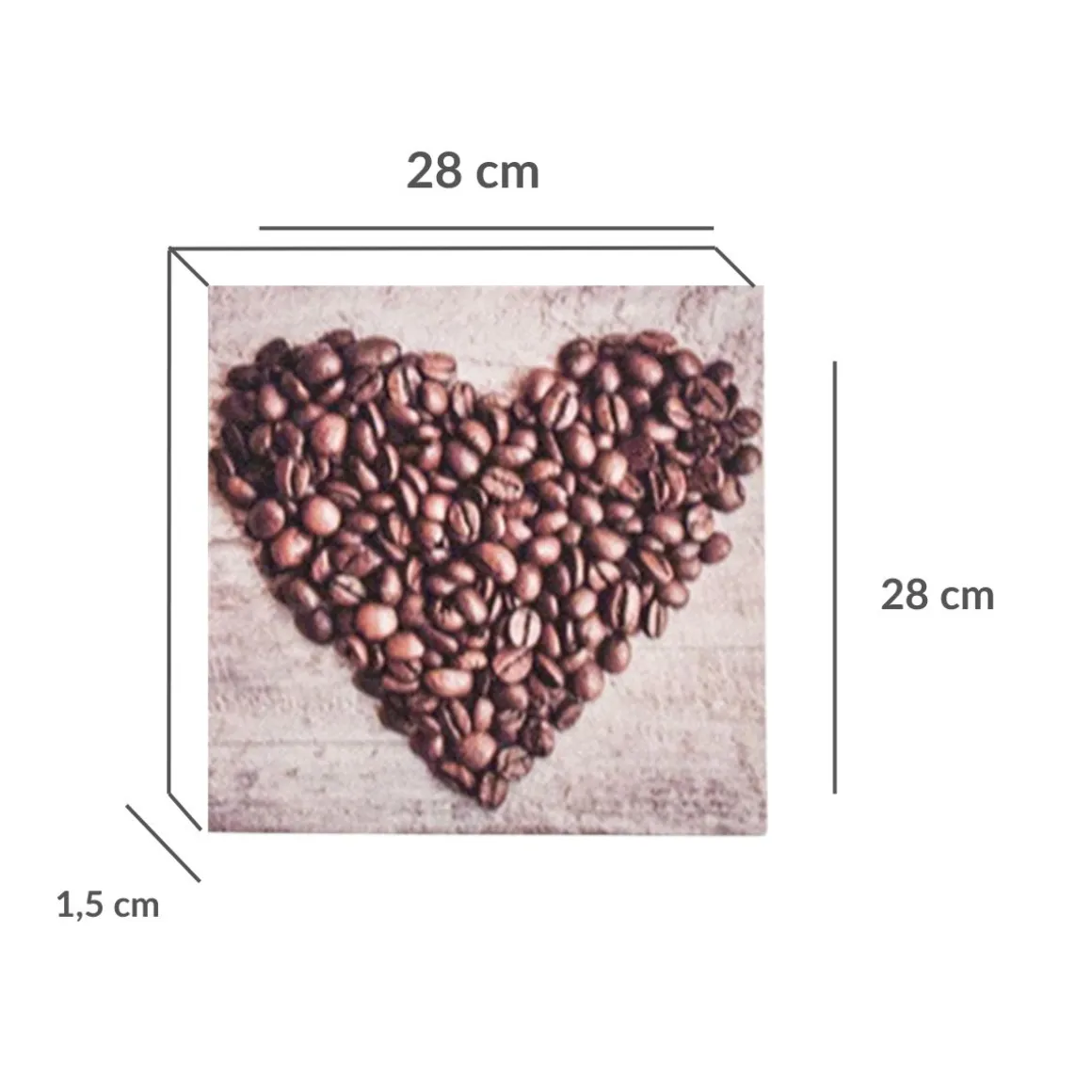 Print decorativo café 28x28x1,5 cm