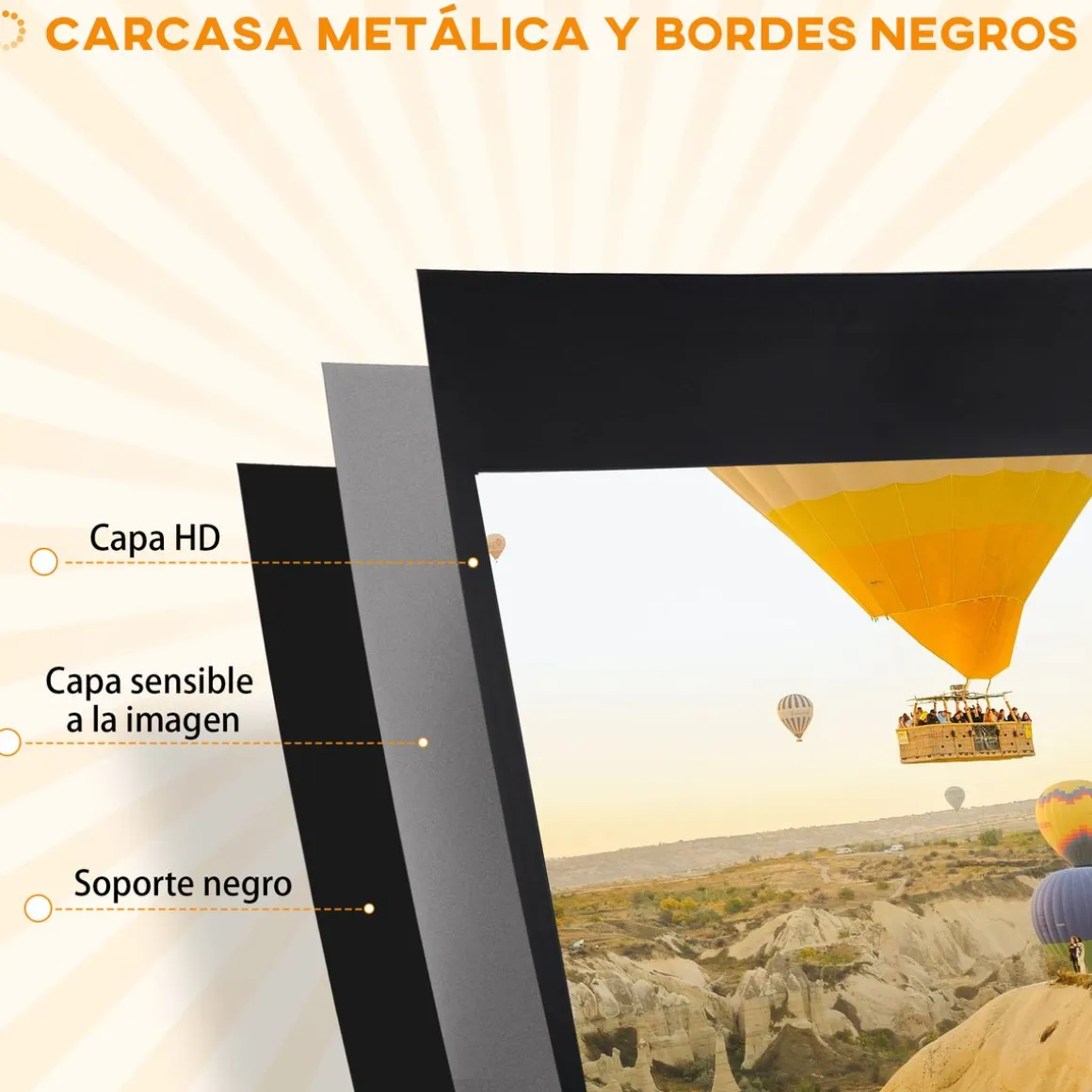Proyector portátil Homcom 84 pulgadas altura ajustable negro 118x200x8 cm