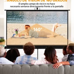 Proyector portátil Homcom 84 pulgadas altura ajustable negro 118x200x8 cm