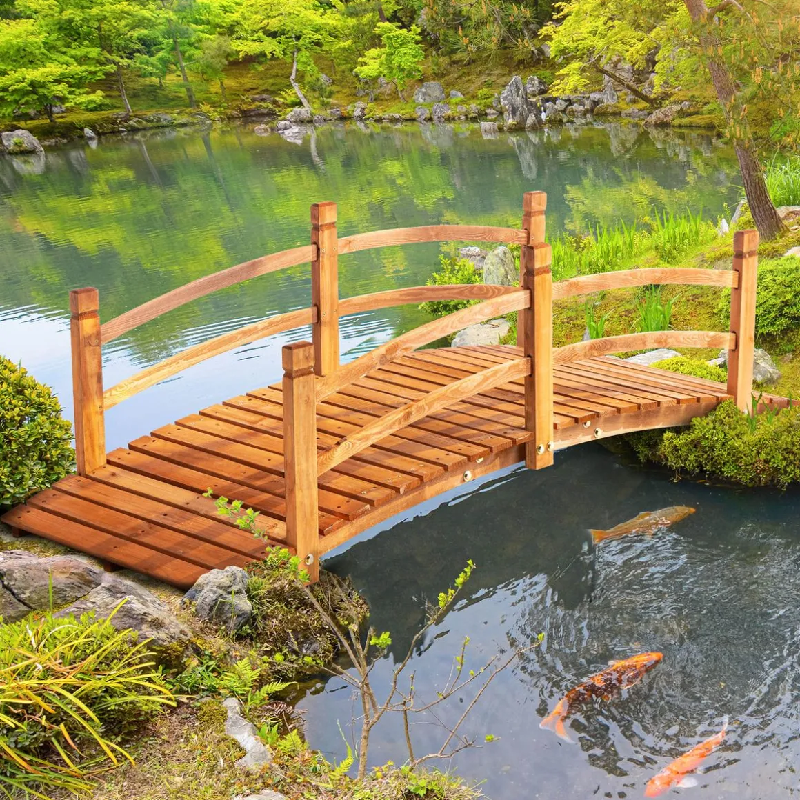 Puente para jardín Tiset Outsunny con pasamanos 58x185x72 cm