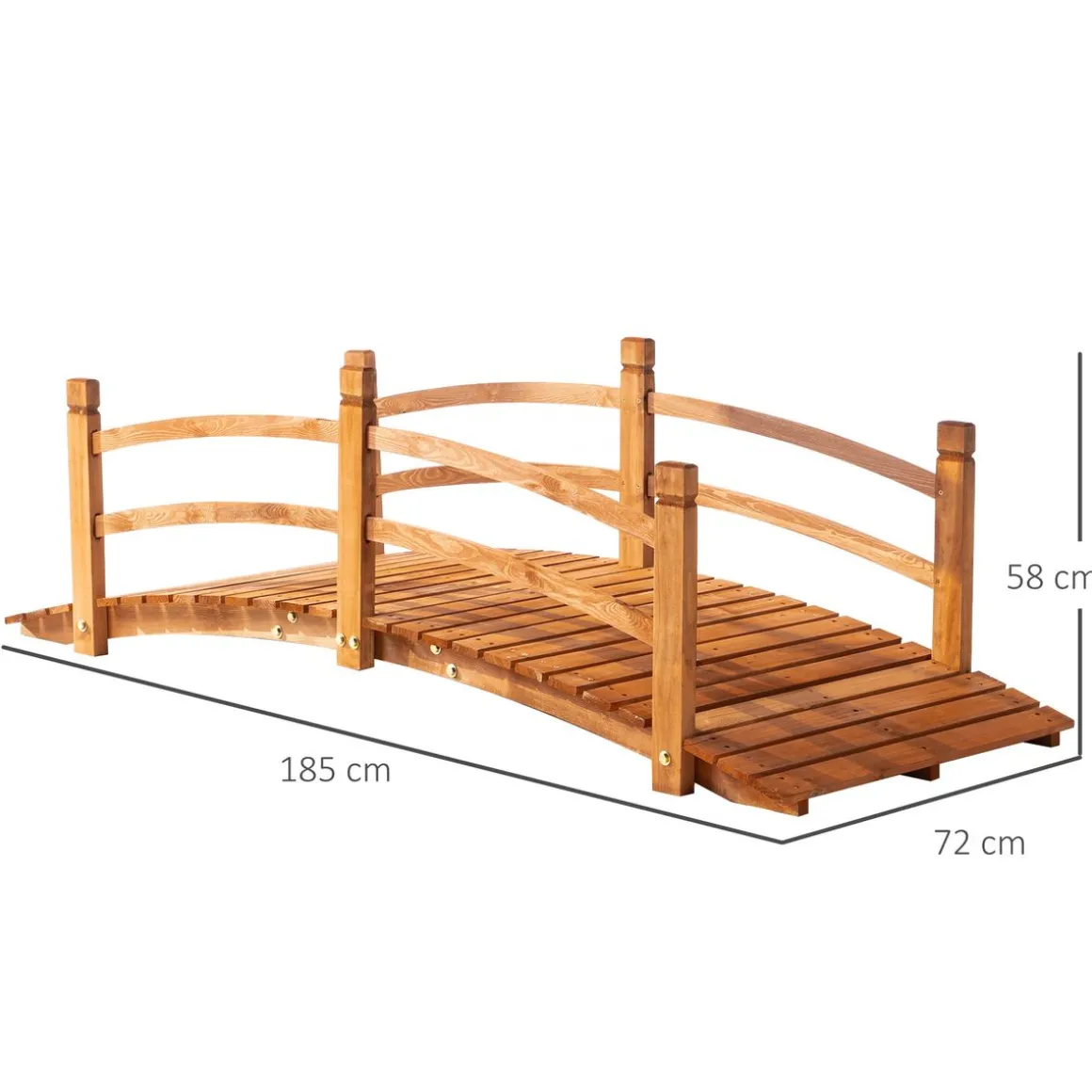 Puente para jardín Tiset Outsunny con pasamanos 58x185x72 cm