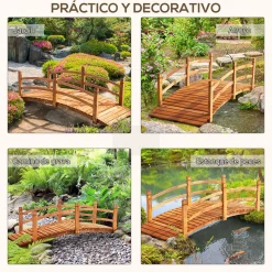 Puente para jardín Tiset Outsunny con pasamanos 58x185x72 cm