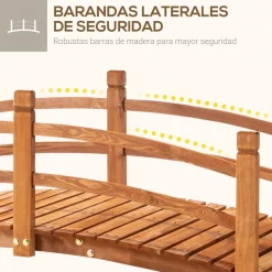 Puente para jardín Tiset Outsunny con pasamanos 58x185x72 cm
