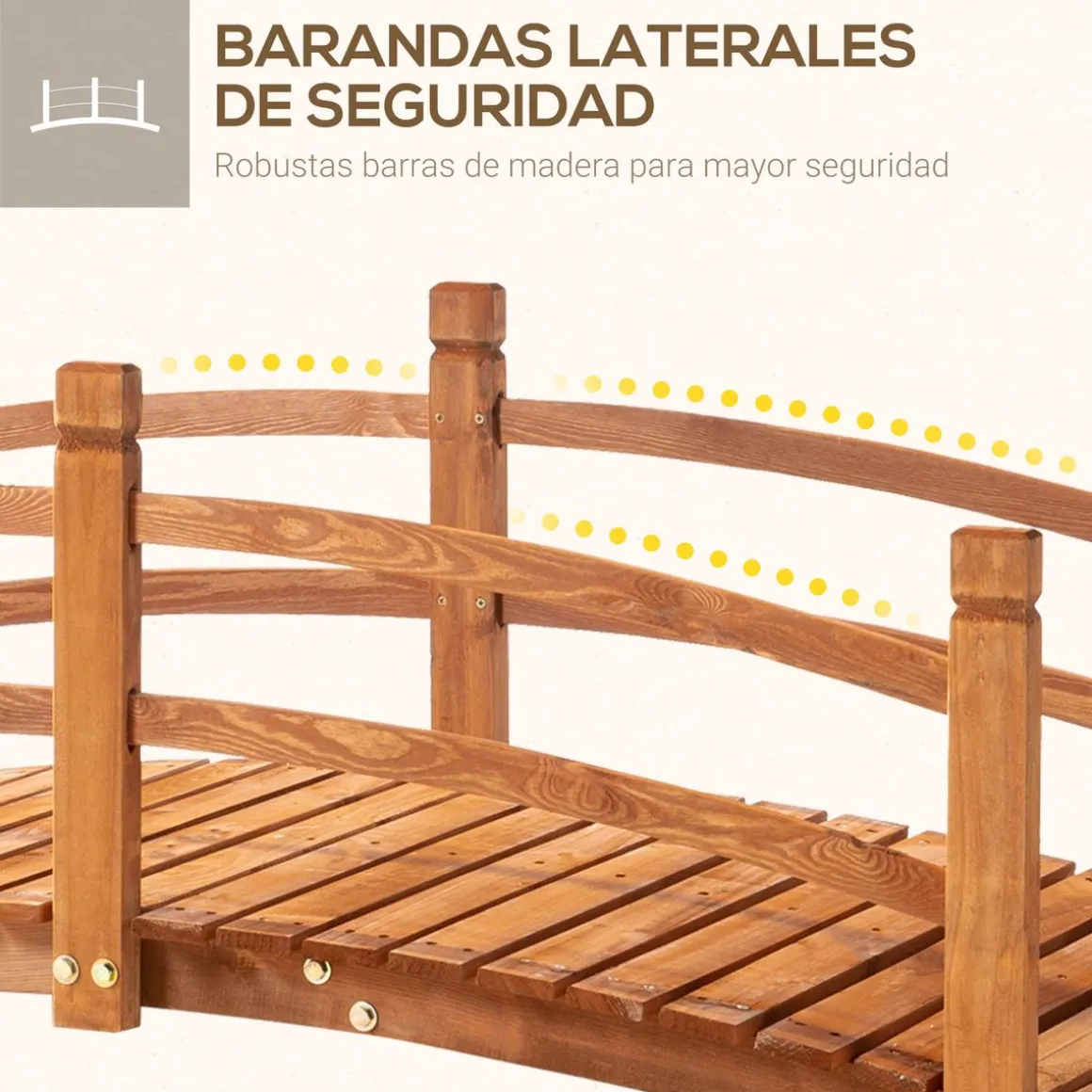 Puente para jardín Tiset Outsunny con pasamanos 58x185x72 cm