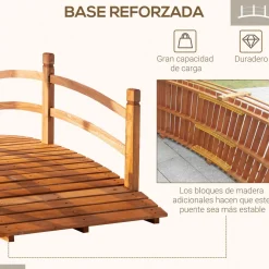 Puente para jardín Tiset Outsunny con pasamanos 58x185x72 cm