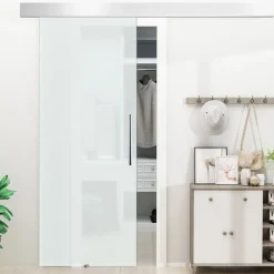Puerta corredera Homcom deslizante satinada 205x90 cm