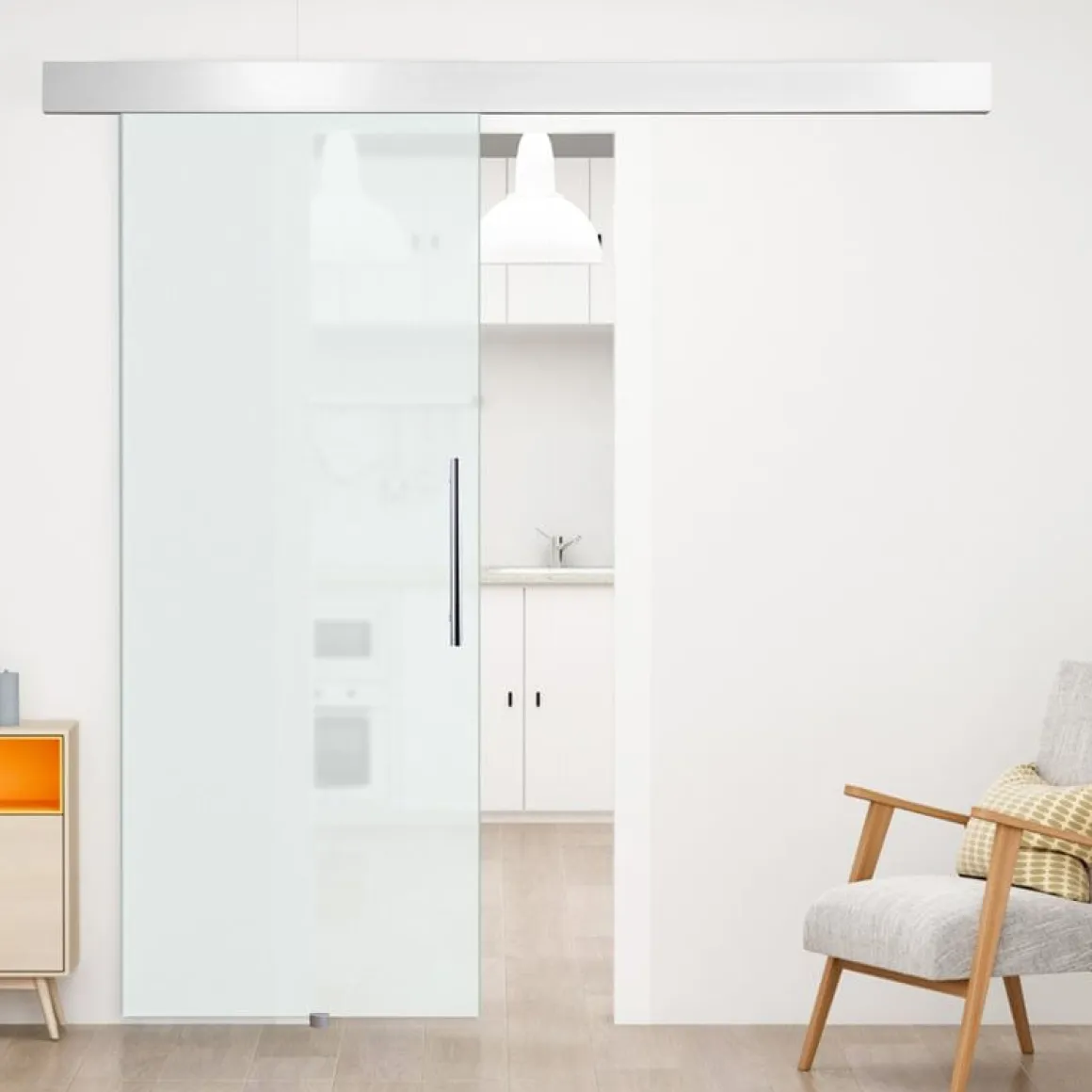 Puerta corredera Homcom deslizante satinada 205x90 cm
