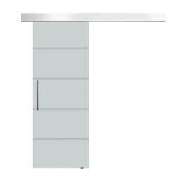 Puerta corredera Homcom de cristal translúcido con rayas 213x200 cm