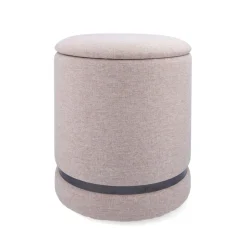 Puff almacenaje MOA Vinthera acolchado beige Ø32x40 cm