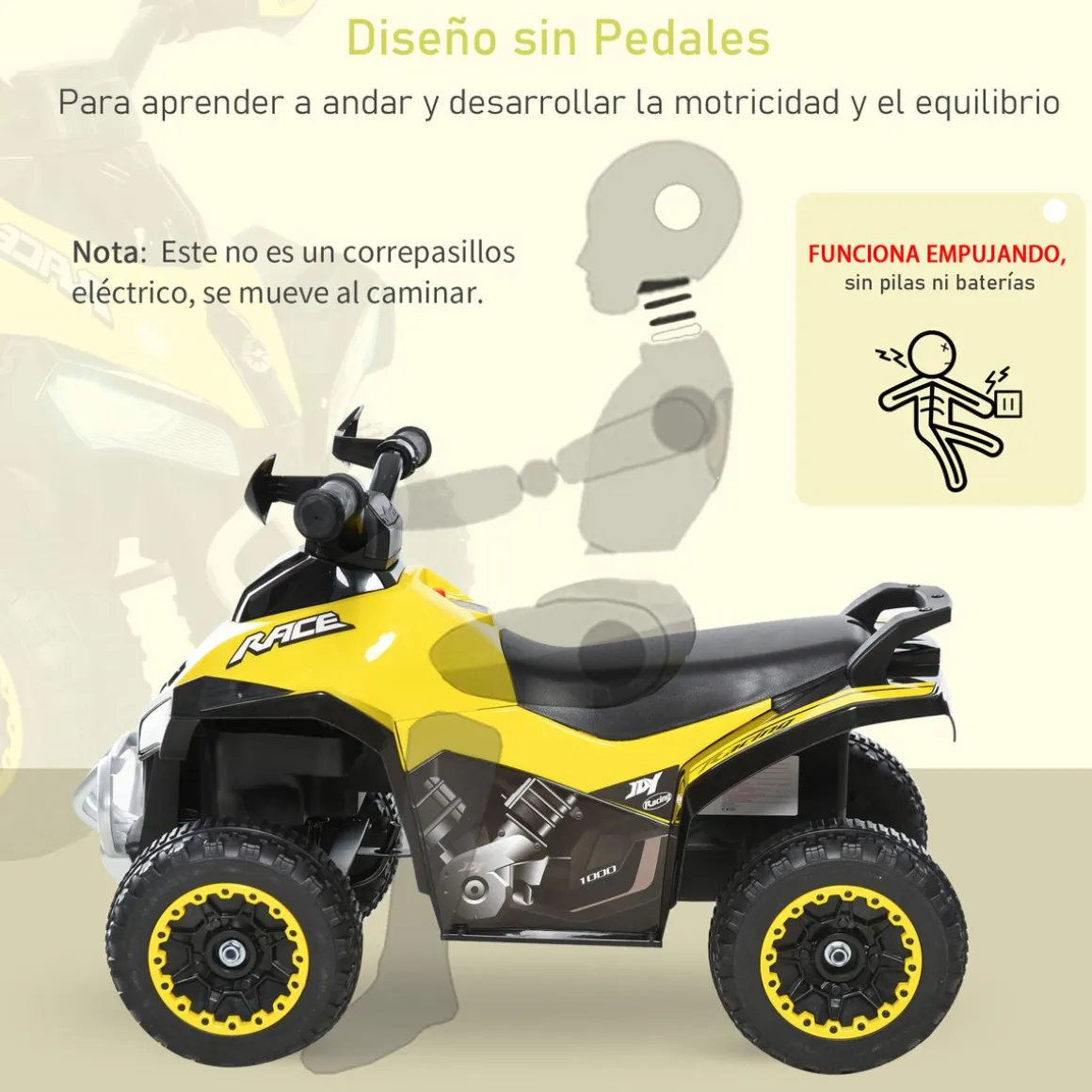 Quad correpasillos Cruiser Homcom luces LED + 3 melodías 44x38x67,5 cm