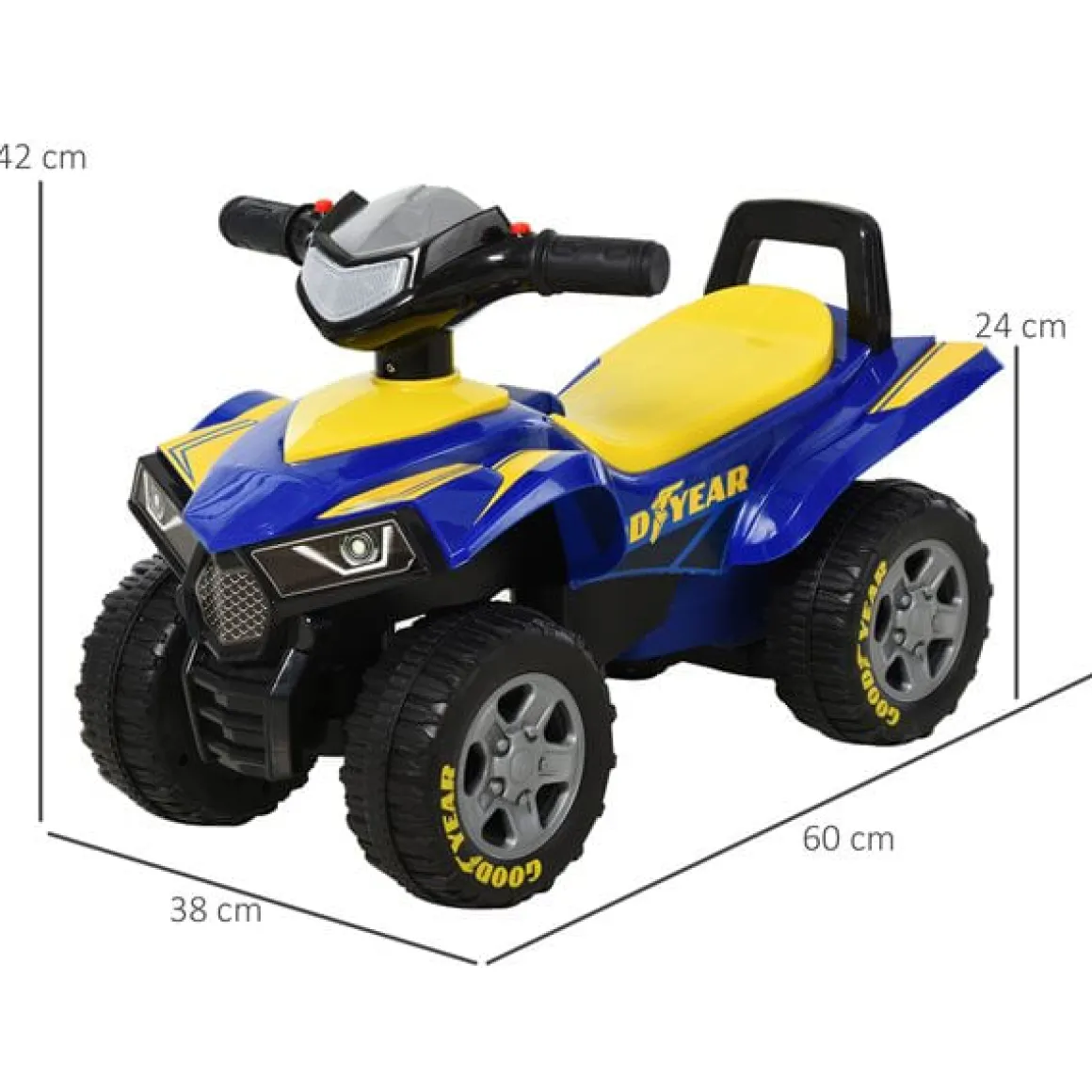 Quad Correpasillos Goodyear +12M amarillo/azul 42x38x60 cm