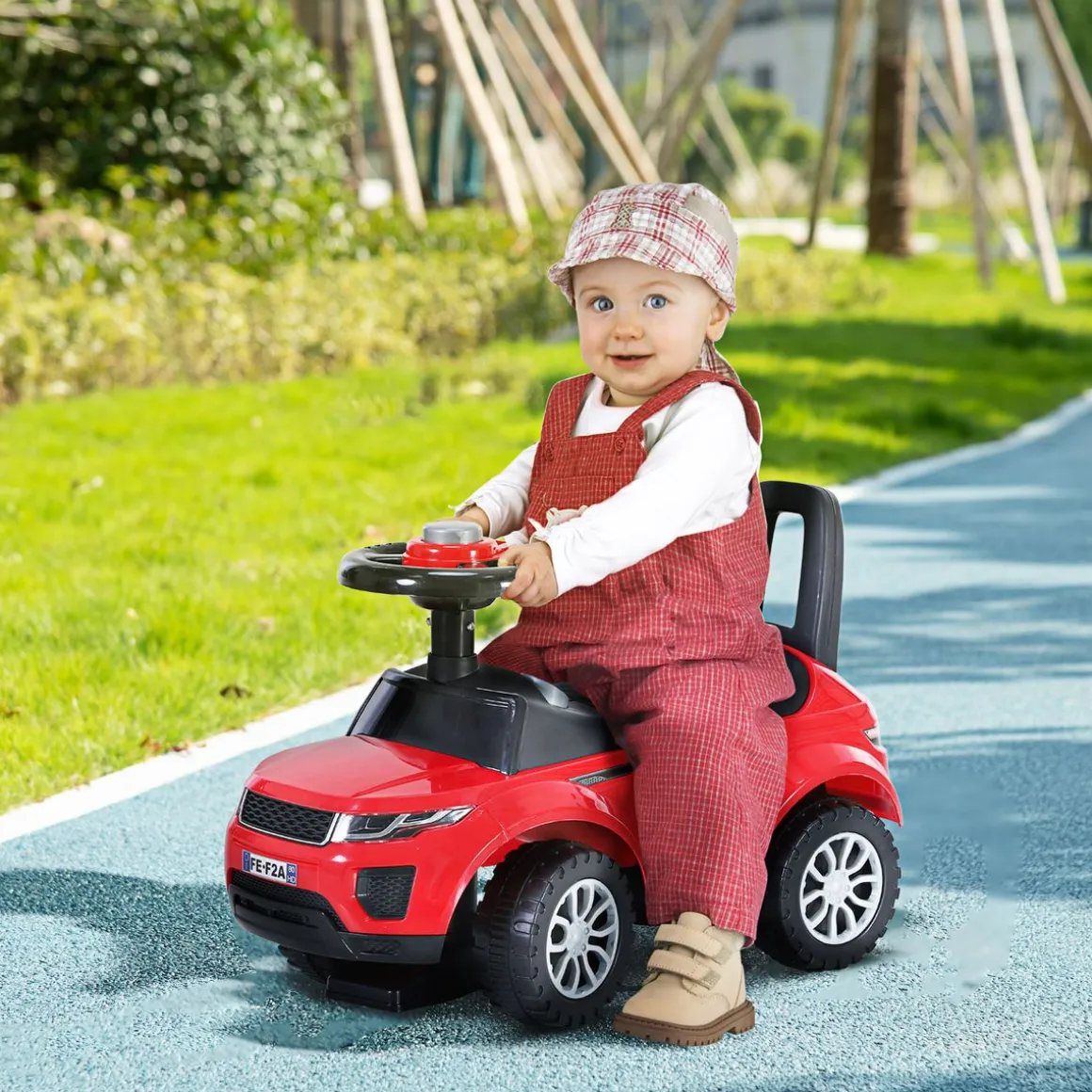 Quad correpasillos Homcom con bocina + almacenamiento +1A rojo 41,5x62x28 cm