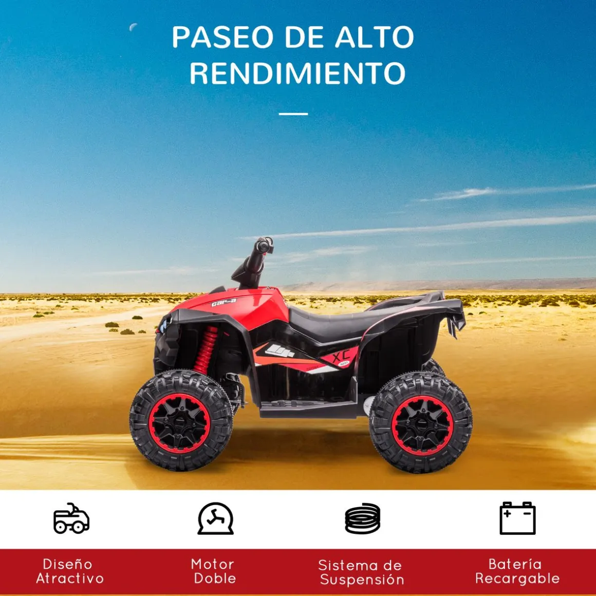 Quad eléctrico Homcom 2 motores 3-5 años 55,5x83x53 cm