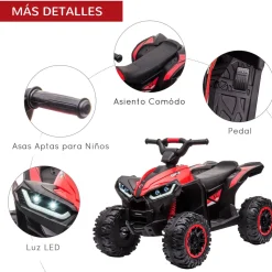 Quad eléctrico Homcom 2 motores 3-5 años 55,5x83x53 cm