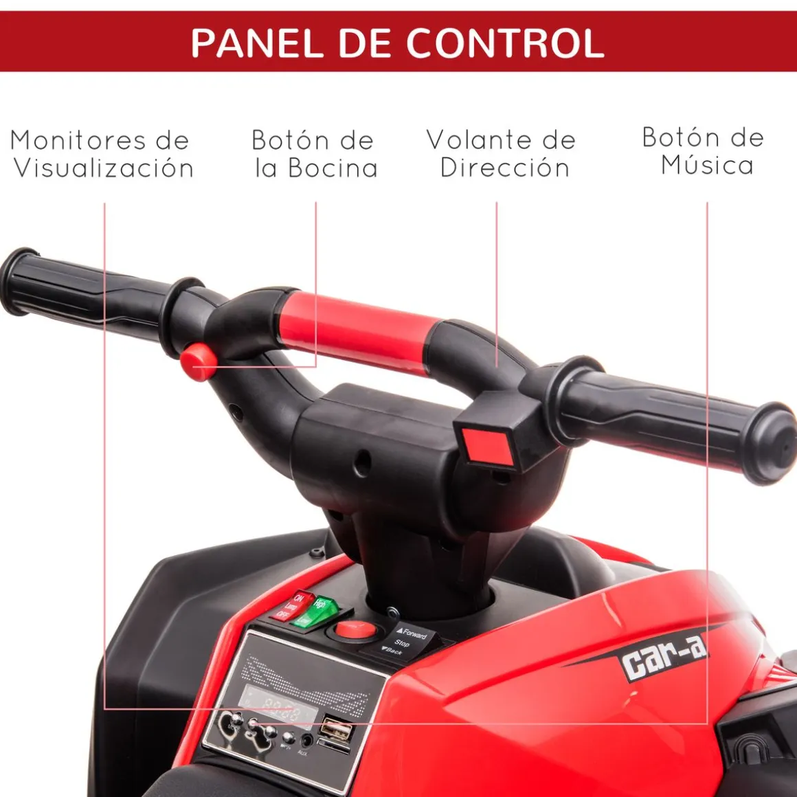 Quad eléctrico Homcom 2 motores 3-5 años 55,5x83x53 cm
