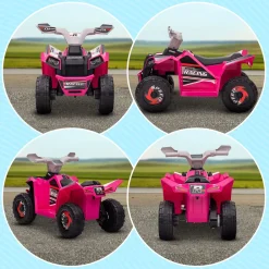 Quad eléctrico infantil Homcom velocidad ajustable rosa 48,5x70x41,5 cm