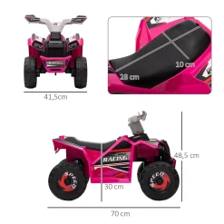Quad eléctrico infantil Homcom velocidad ajustable rosa 48,5x70x41,5 cm
