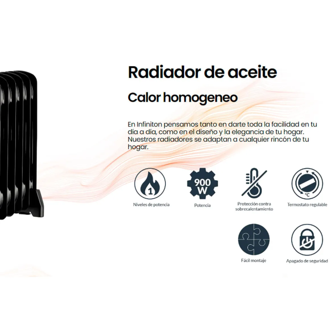 Radiador de aceite Infiniton HORM-N10 900W 11 elementos negro