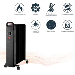 Radiador de aceite Infiniton HOR-N150 1500W 3 niveles de potencia negro