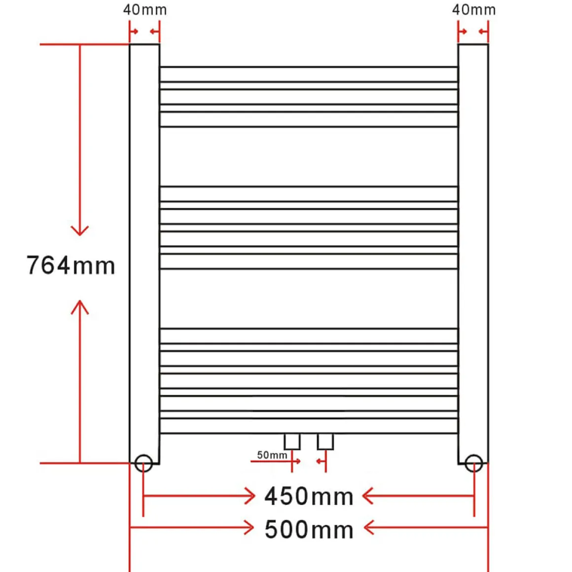 Radiador toallero Azax 320W 12 barras blanco 76,4x50 cm