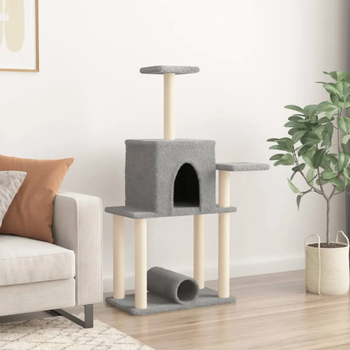 Rascador para gatos con postes de sisal 122 cm
