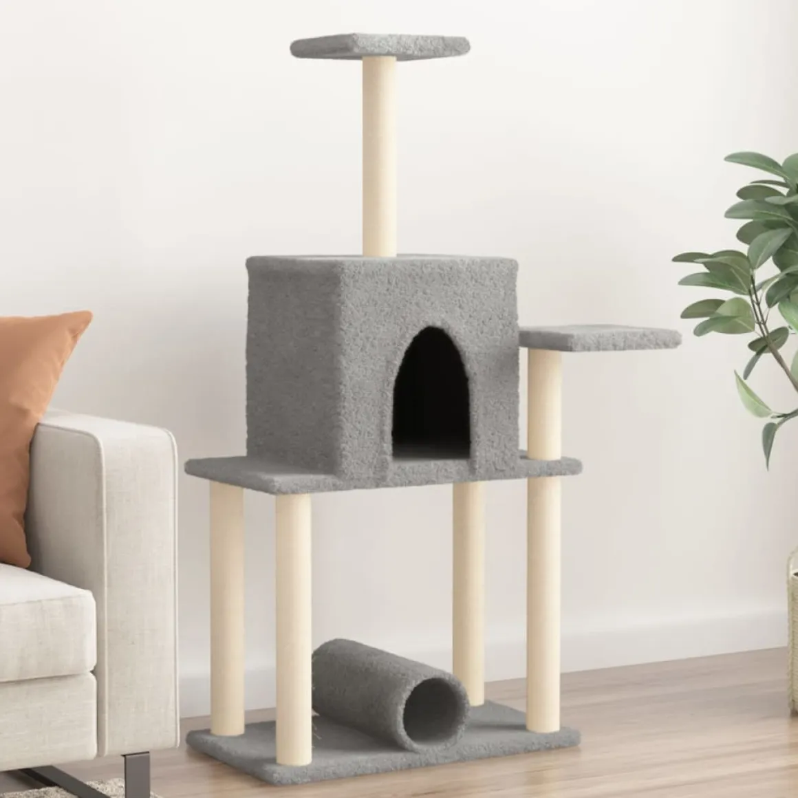 Rascador para gatos con postes de sisal 122 cm