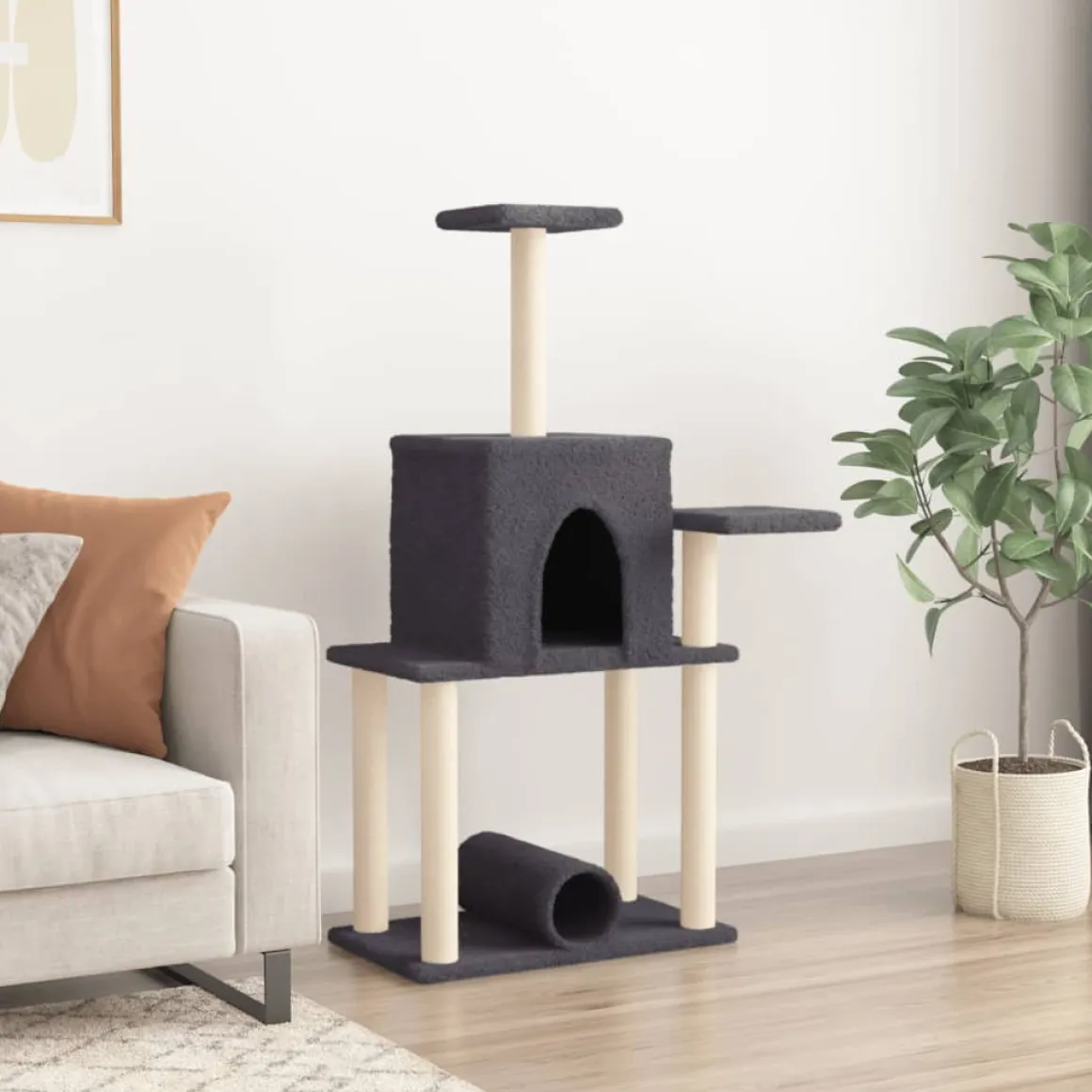 Rascador para gatos con postes de sisal 122 cm