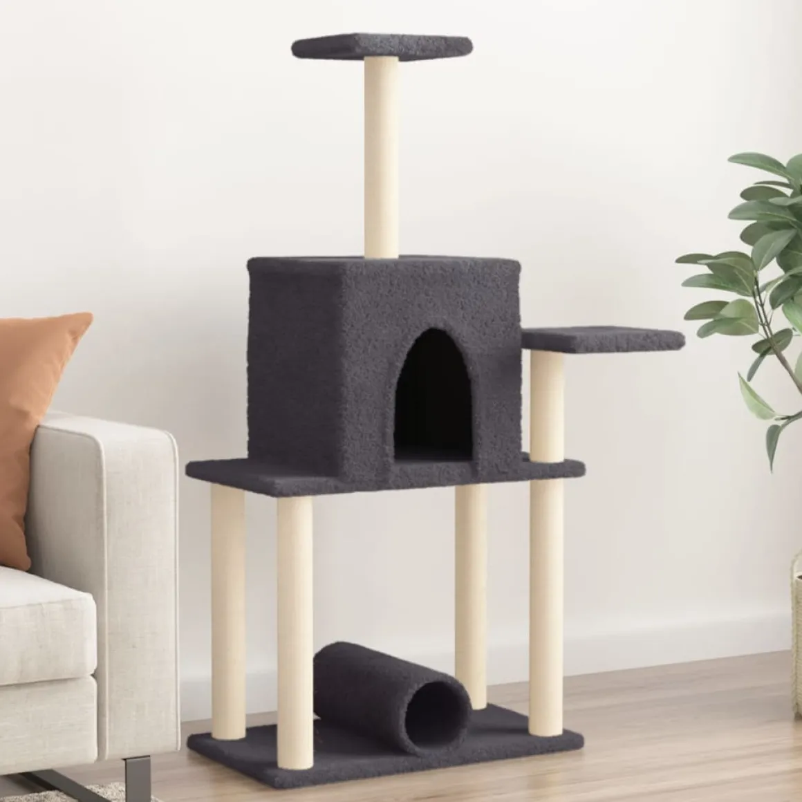 Rascador para gatos con postes de sisal 122 cm