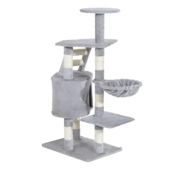 Rascador árbol para gatos/ centro de decanso y actividades gris 55x40x125 cm
