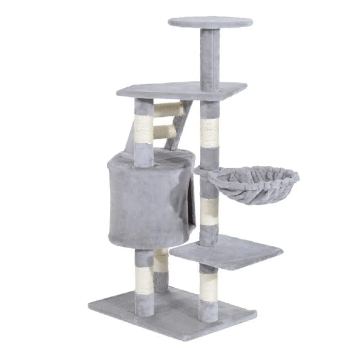 Rascador árbol para gatos/ centro de decanso y actividades gris 55x40x125 cm