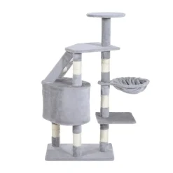 Rascador árbol para gatos/ centro de decanso y actividades gris 55x40x125 cm