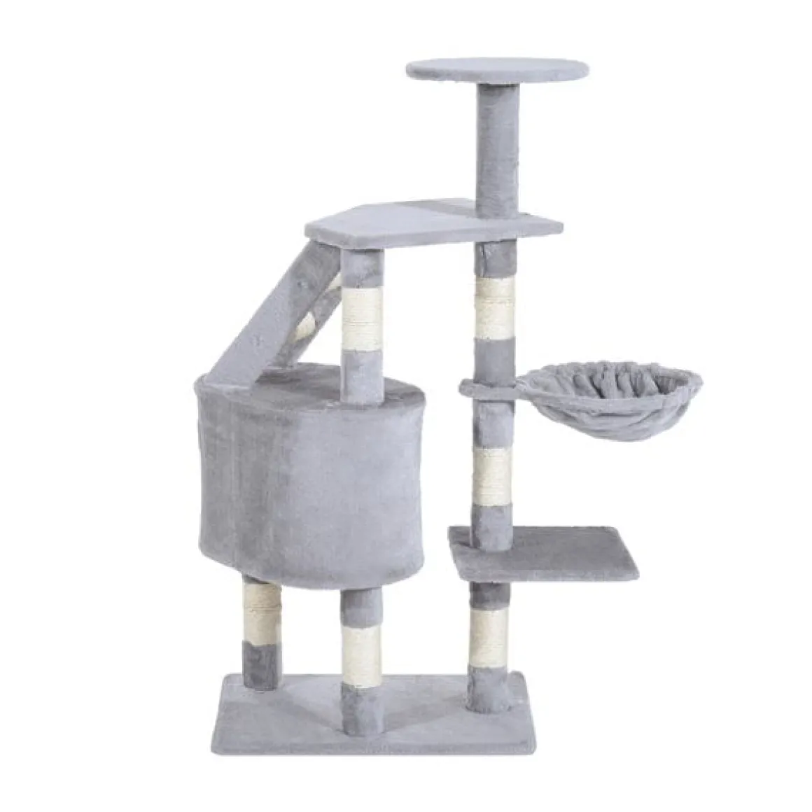 Rascador árbol para gatos/ centro de decanso y actividades gris 55x40x125 cm
