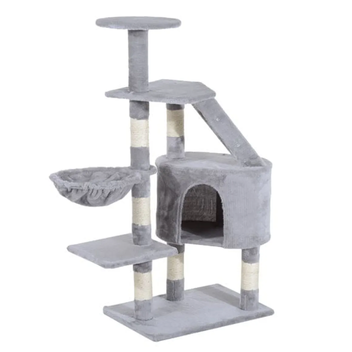 Rascador árbol para gatos/ centro de decanso y actividades gris 55x40x125 cm