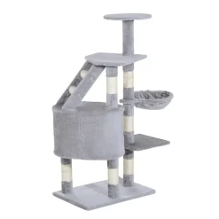 Rascador árbol para gatos/ centro de decanso y actividades gris 55x40x125 cm
