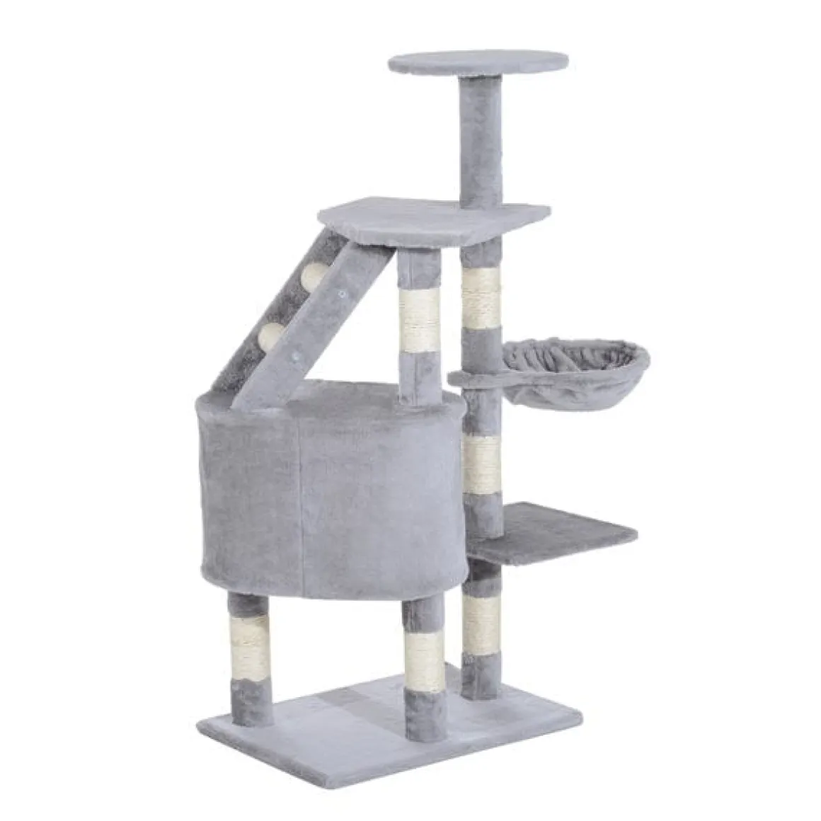 Rascador árbol para gatos/ centro de decanso y actividades gris 55x40x125 cm